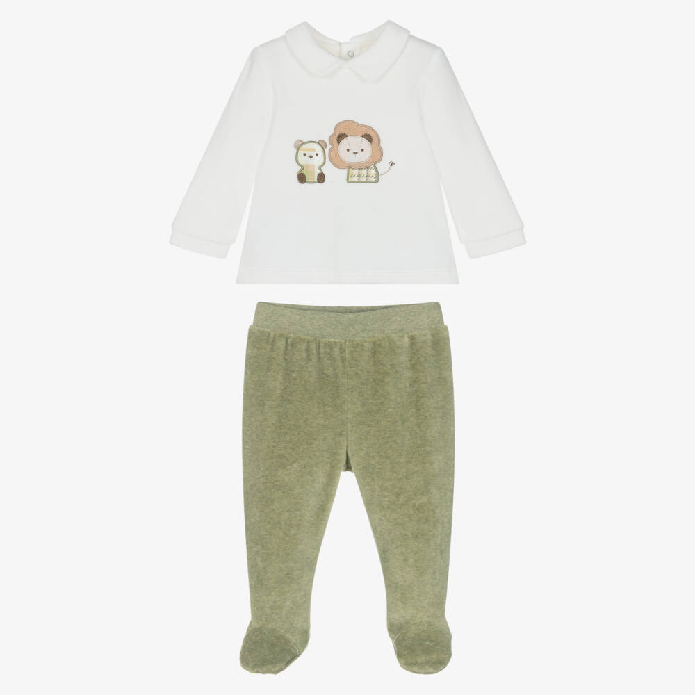 Mayoral Newborn-Boys Ivory & Green Animal Outfit | Childrensalon Outlet