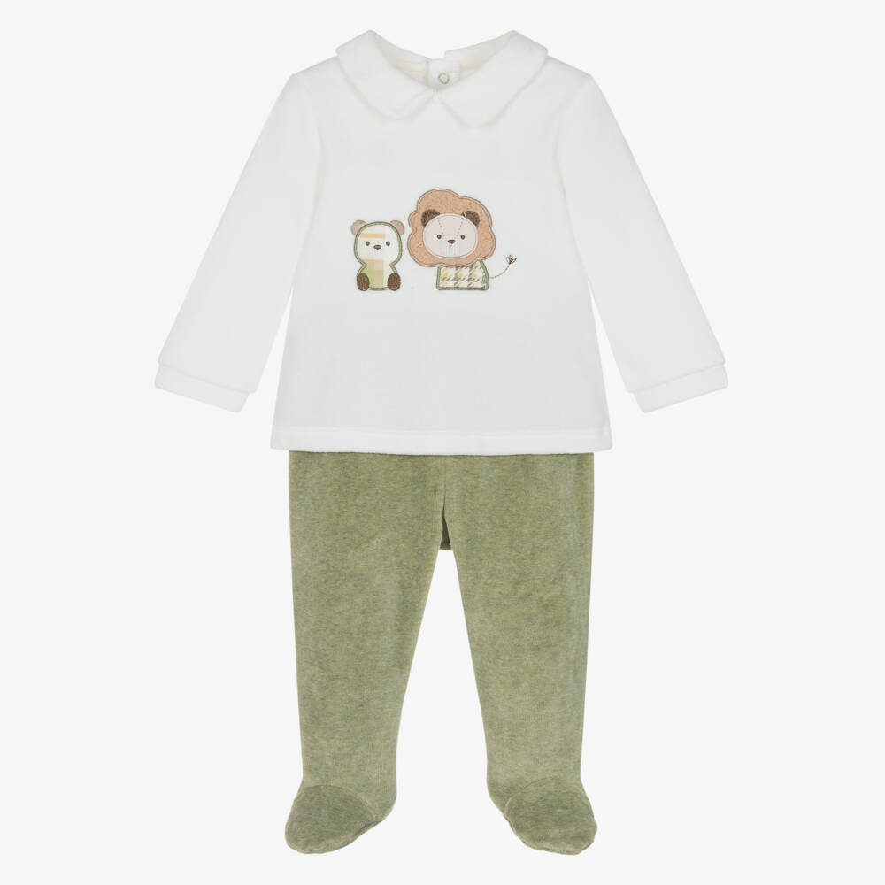 Mayoral Newborn-Boys Ivory & Green Animal Outfit | Childrensalon Outlet