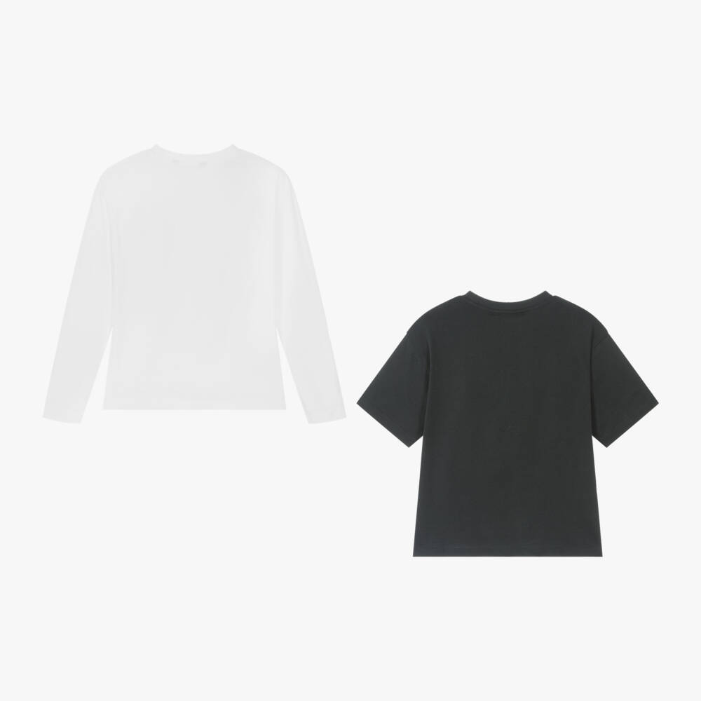 Mayoral Нукутаваке-Boys Ivory & Grey Cotton Tees Duo | Childrensalon Outlet