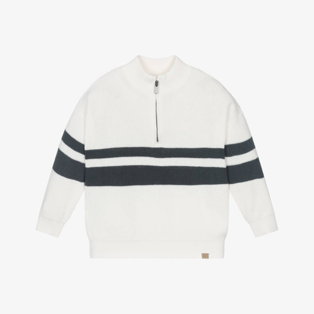 Mayoral-Boys Ivory Half-Zip Knit Pullover | Childrensalon Outlet