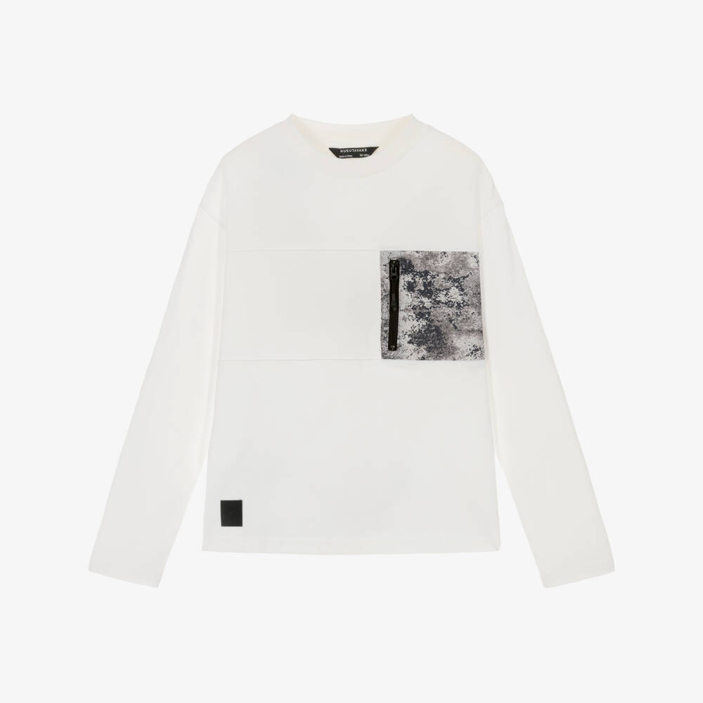 Mayoral Nukutavake-Boys Ivory Jersey Pocket Top | Childrensalon Outlet