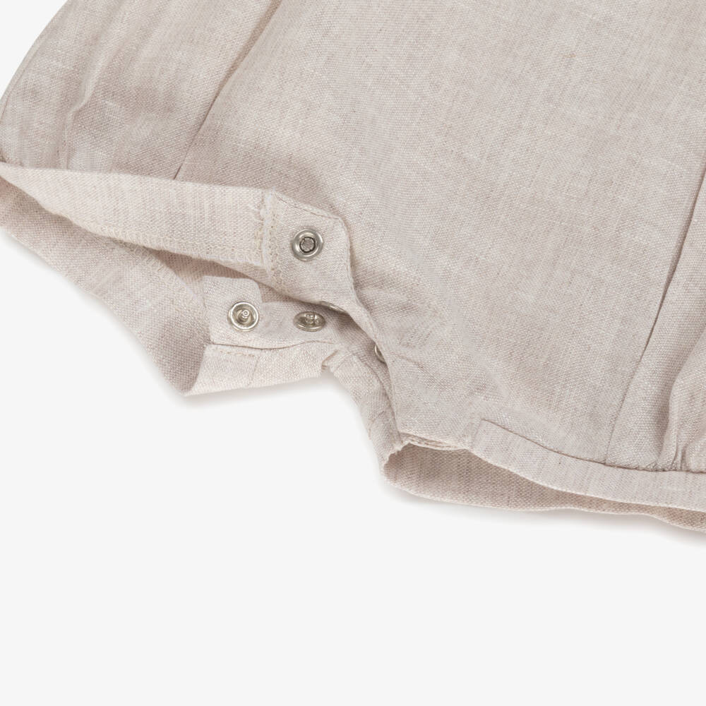 Mayoral Newborn-Boys Ivory & Linen Blend Romper | Childrensalon Outlet