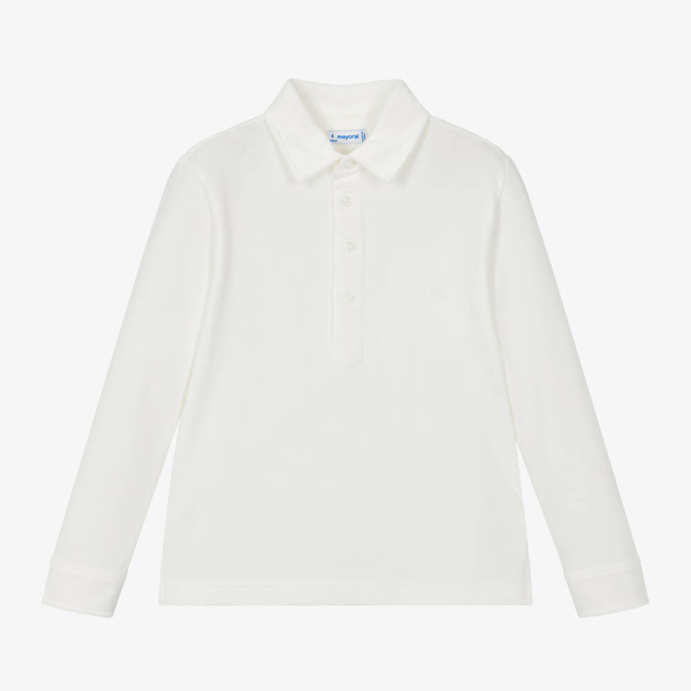 Mayoral-Boys Ivory Long Sleeve Polo | Childrensalon Outlet
