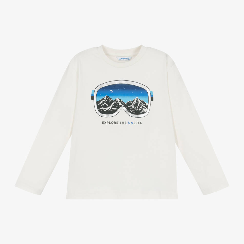 Mayoral-Boys Ivory Mountain Graphic Tee | Childrensalon Outlet
