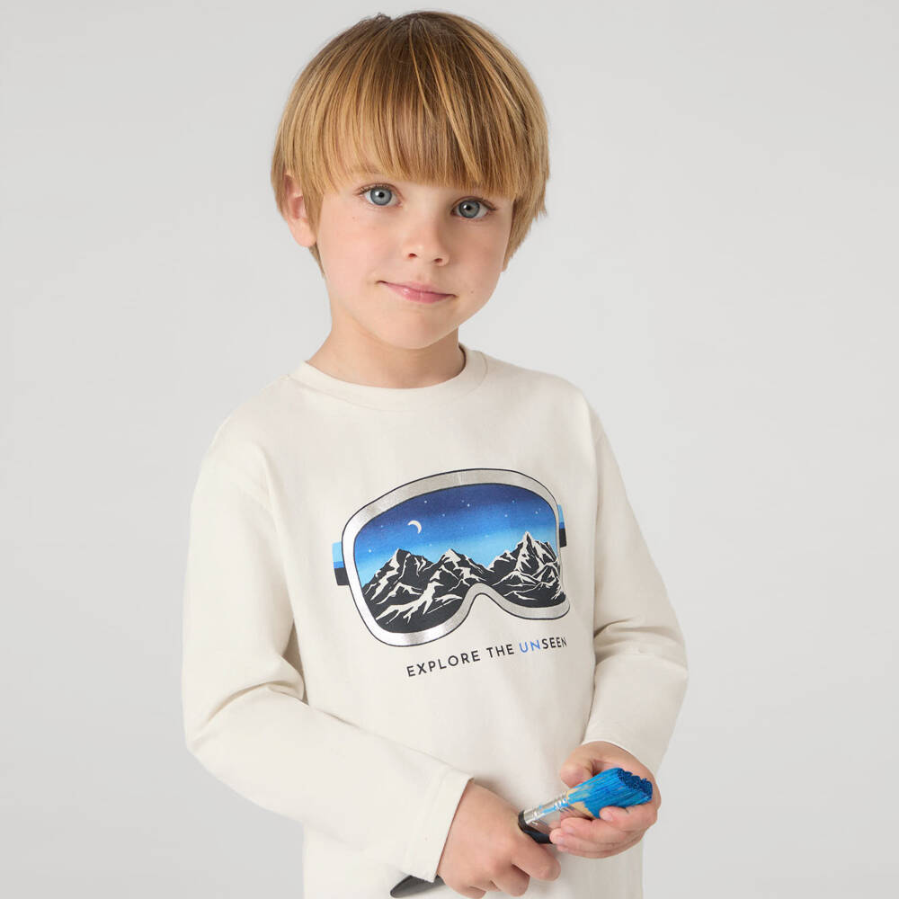 Mayoral-Boys Ivory Mountain Graphic Tee | Childrensalon Outlet