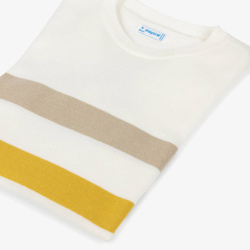 Mayoral-Boys Ivory Multi-Stripe Cotton Pullover | Childrensalon Outlet