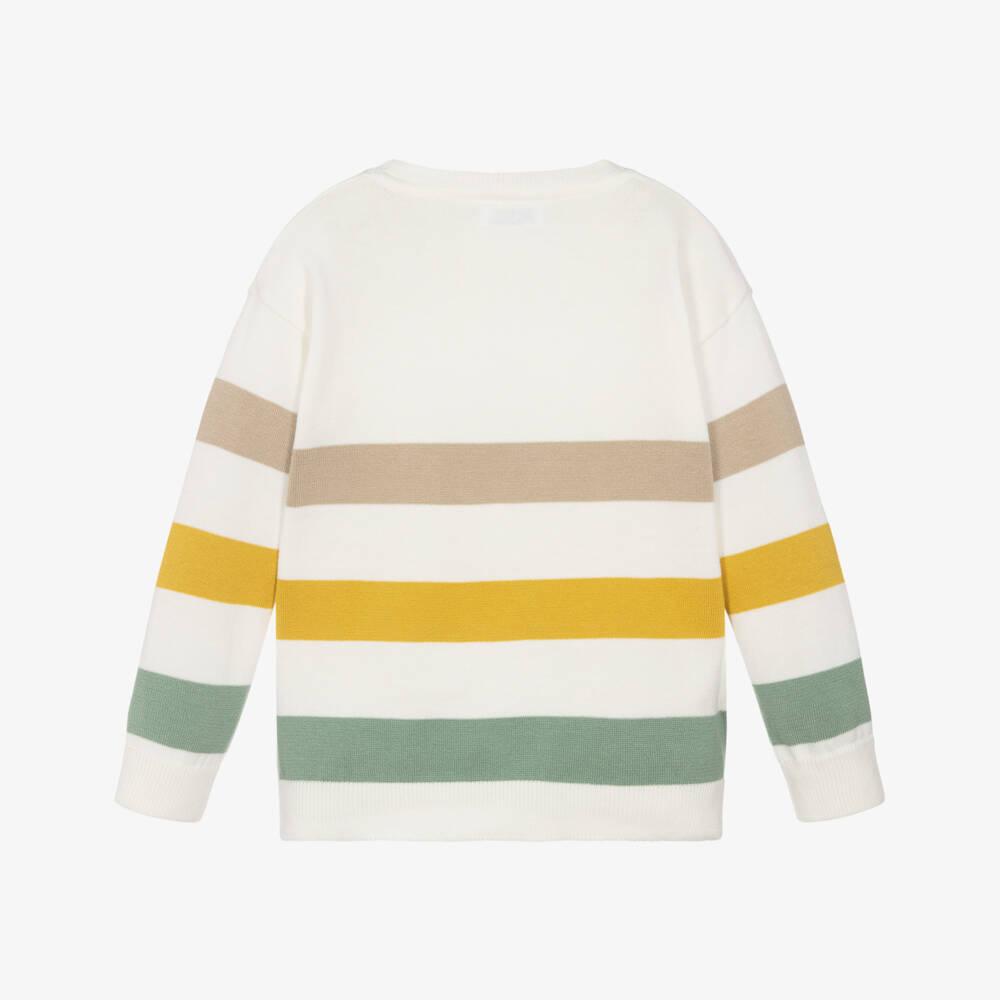 Mayoral-Boys Ivory Multi-Stripe Cotton Pullover | Childrensalon Outlet