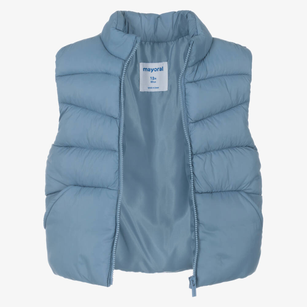 Mayoral-Boys Ivory & Navy Blue Cotton Trouser Set with Light Blue Gilet | Childrensalon Outlet