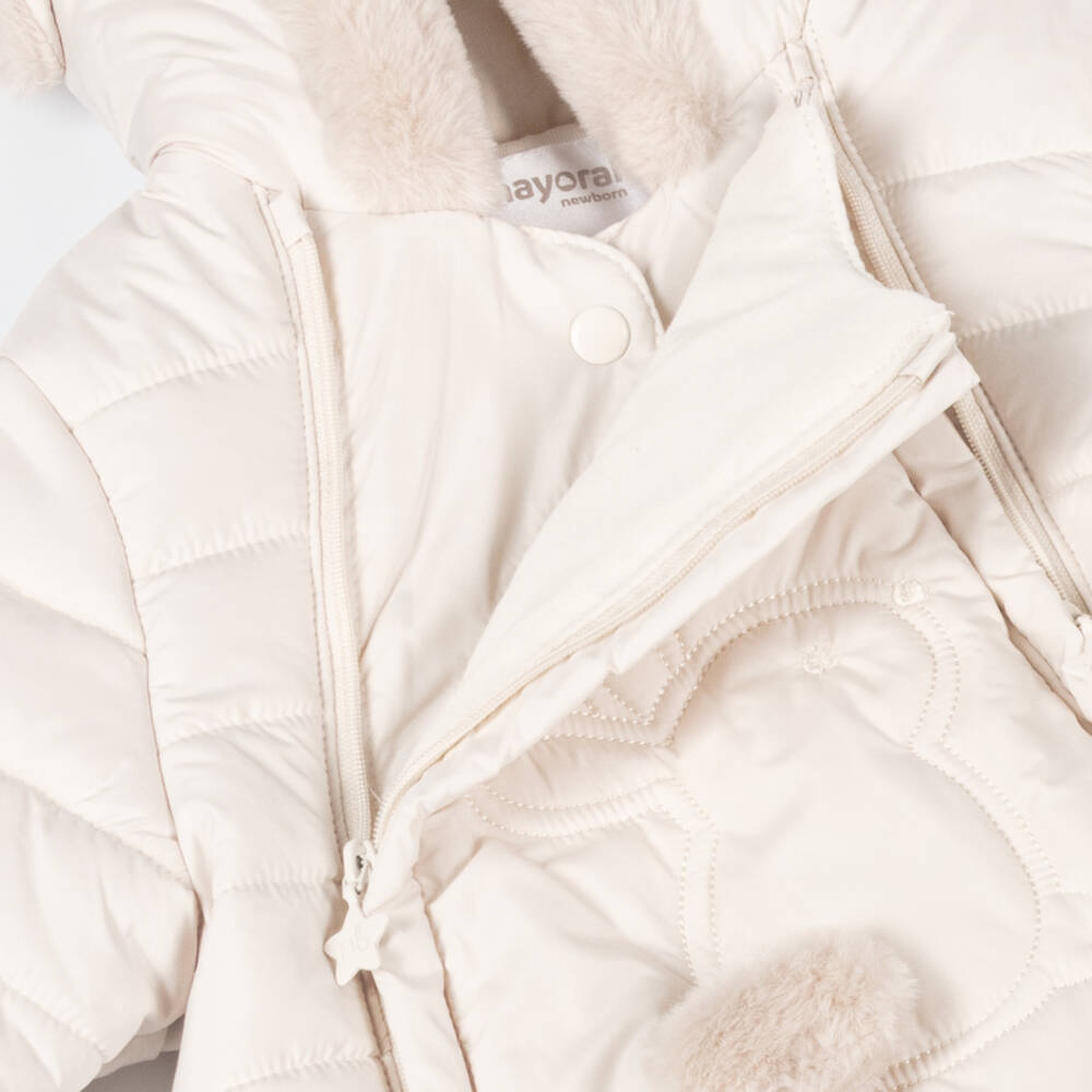 Mayoral Newborn-Boys Ivory Quilted Bunny Snowsuit | Childrensalon Outlet