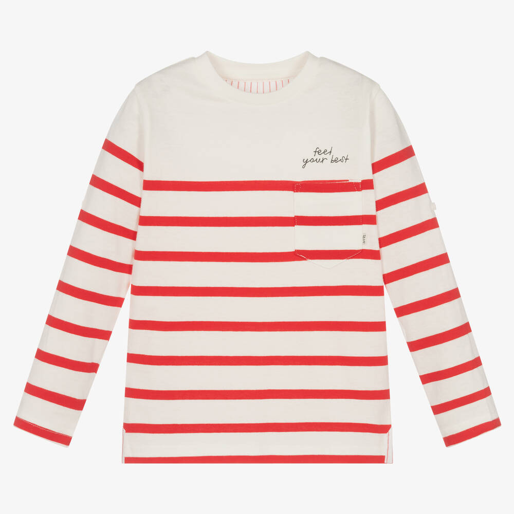 Red and white striped top boys best sale