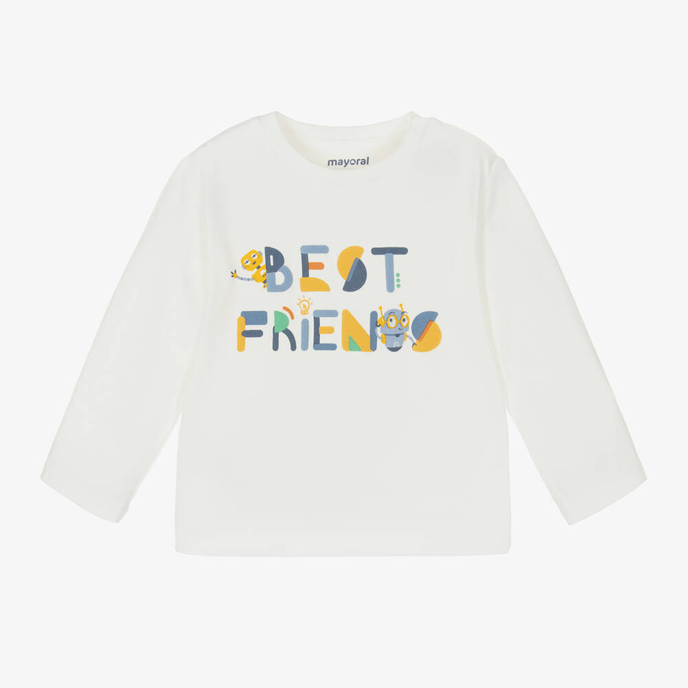 Mayoral-Boys Ivory Robot Graphic Tee | Childrensalon Outlet