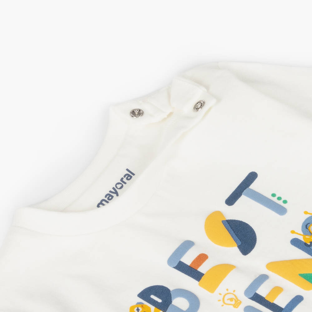 Mayoral-Boys Ivory Robot Graphic Tee | Childrensalon Outlet