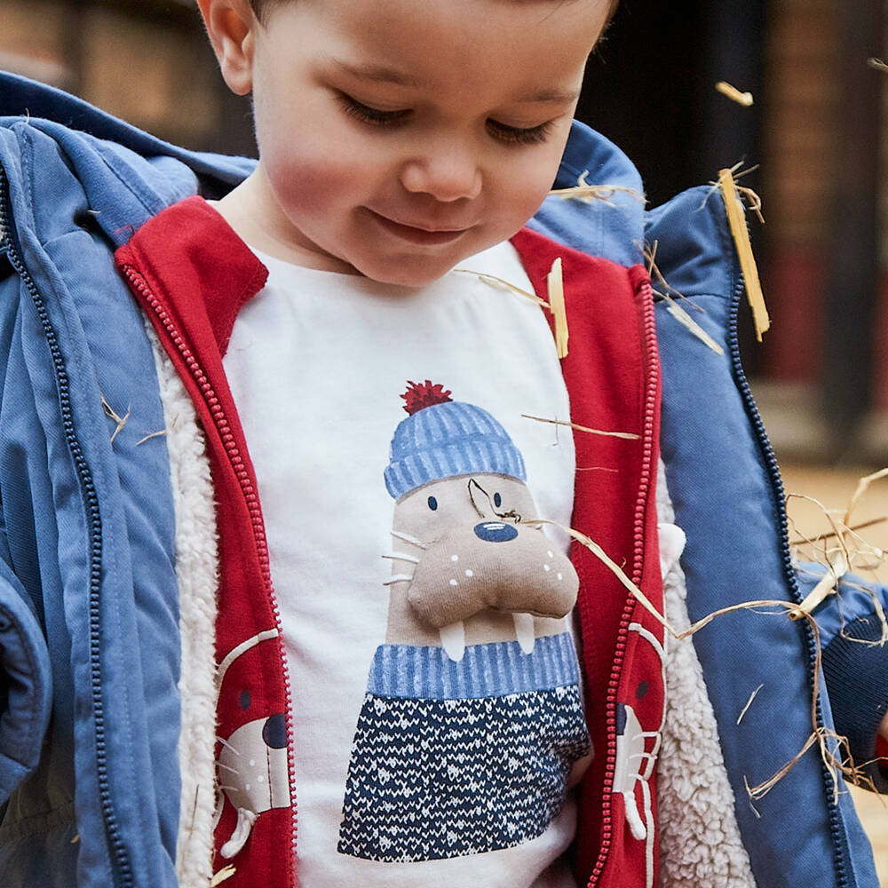 Mayoral-Boys Ivory Seal Print Cotton Tee | Childrensalon Outlet