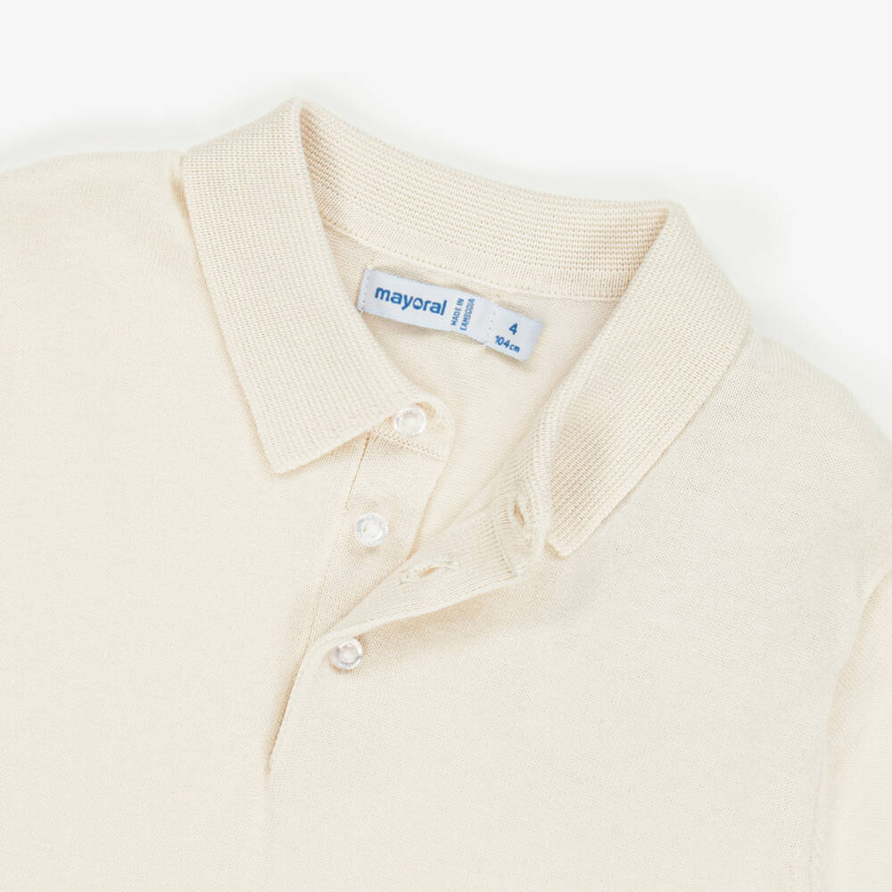Mayoral-Boys Ivory Soft Knit Polo Top | Childrensalon Outlet