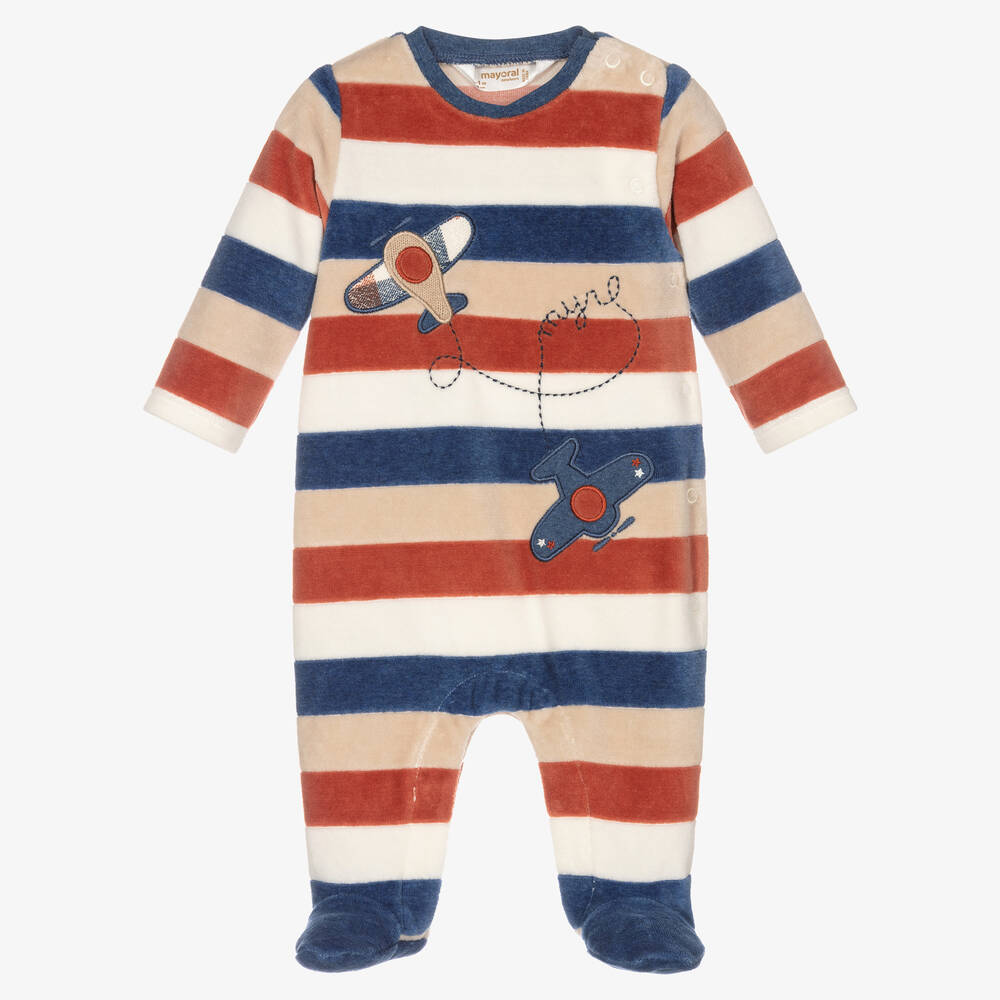 Mayoral Newborn - Boys Ivory Striped Babygrow | Childrensalon