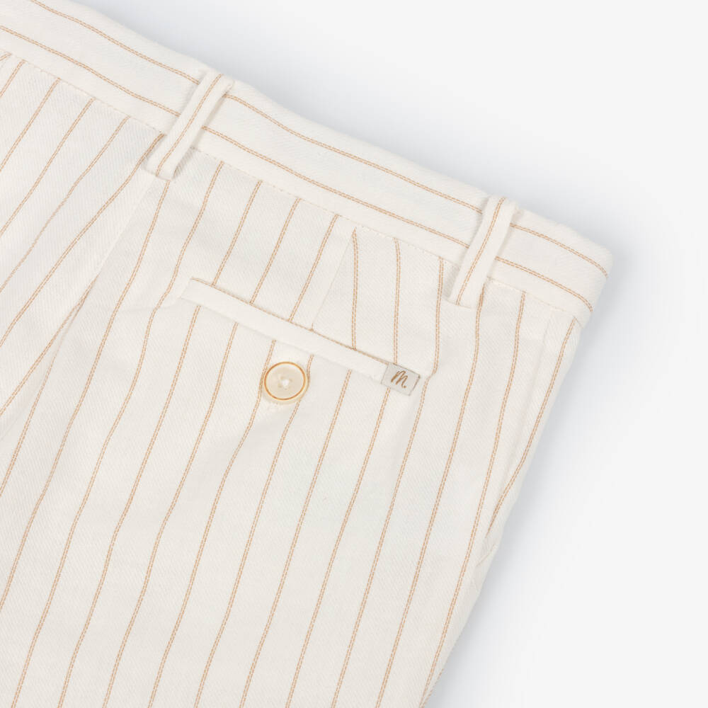 Mayoral-Boys Ivory Striped Linen Shorts | Childrensalon Outlet