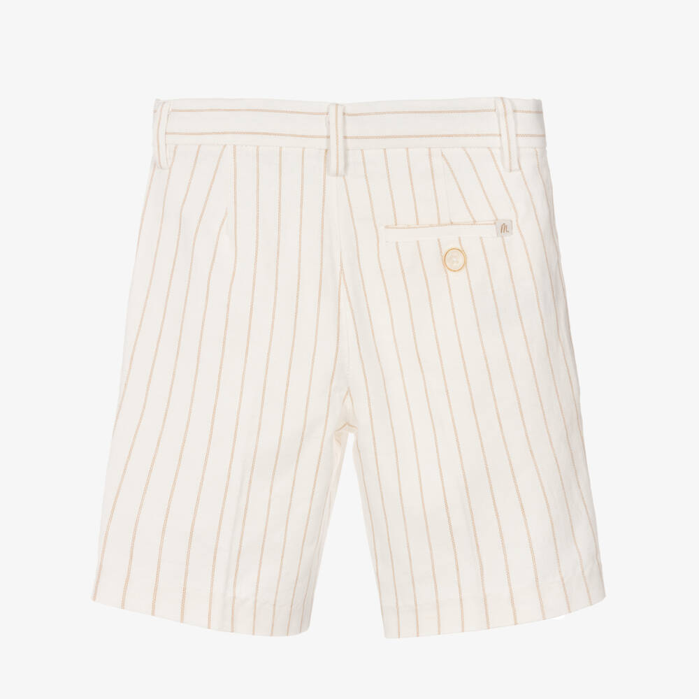Mayoral-Boys Ivory Striped Linen Shorts | Childrensalon Outlet