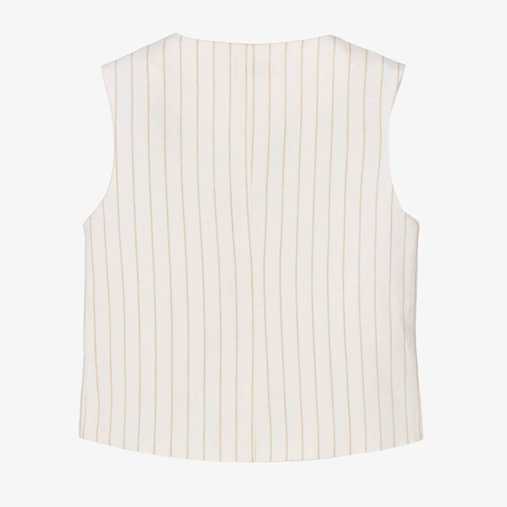 Mayoral-Кремовый полосатый льняной жилет для мальчиков | Childrensalon Outlet