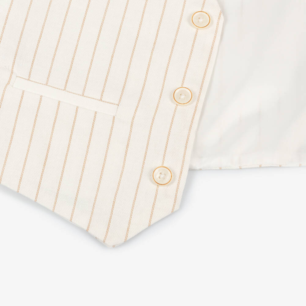 Mayoral-Кремовый полосатый льняной жилет для мальчиков | Childrensalon Outlet