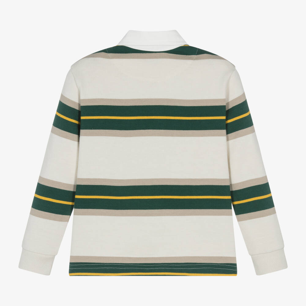 Mayoral-Boys Ivory Striped Polo Top | Childrensalon Outlet
