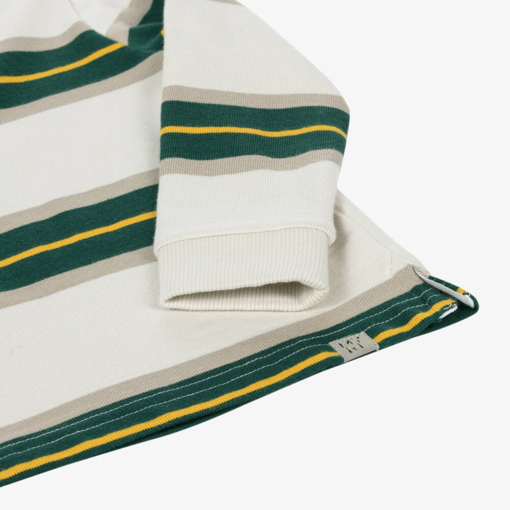 Mayoral-Boys Ivory Striped Polo Top | Childrensalon Outlet