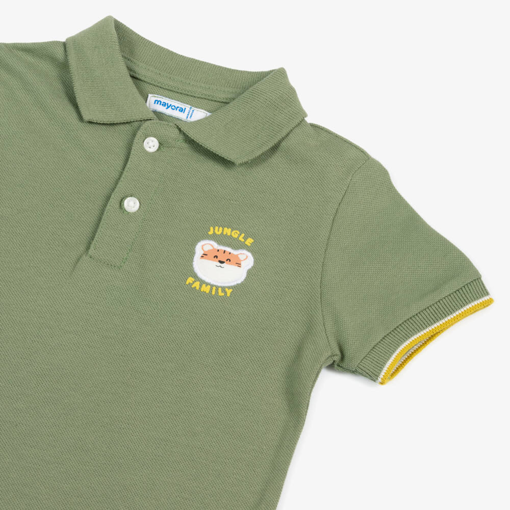 Mayoral-Boys Jungle Adventure Green Polo | Childrensalon Outlet