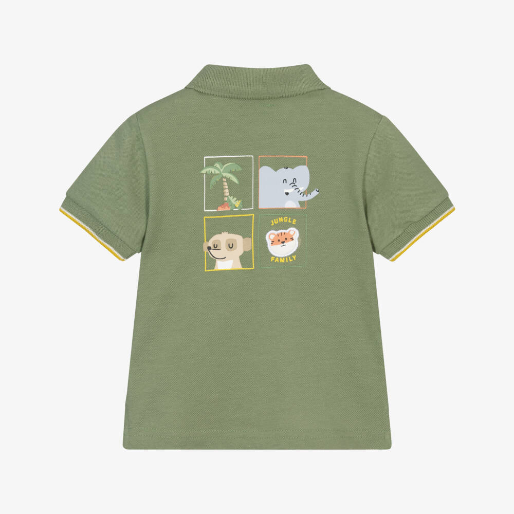 Mayoral-Boys Jungle Adventure Green Polo | Childrensalon Outlet