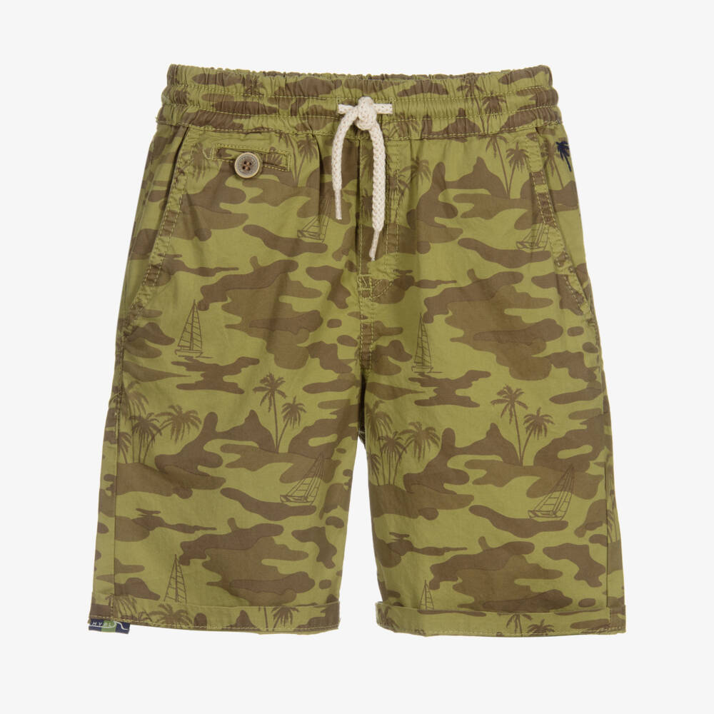 Mayoral-Boys Khaki Camo Cotton Shorts | Childrensalon Outlet
