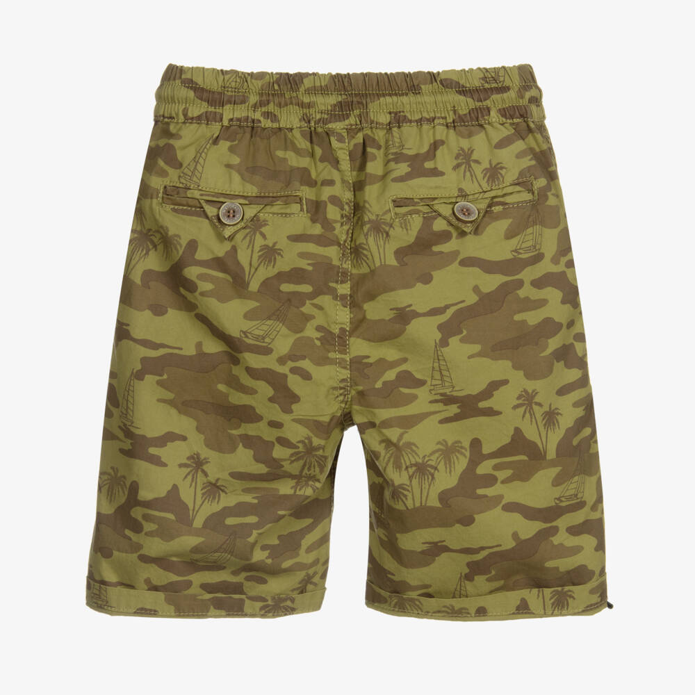 Mayoral-Boys Khaki Camo Cotton Shorts | Childrensalon Outlet