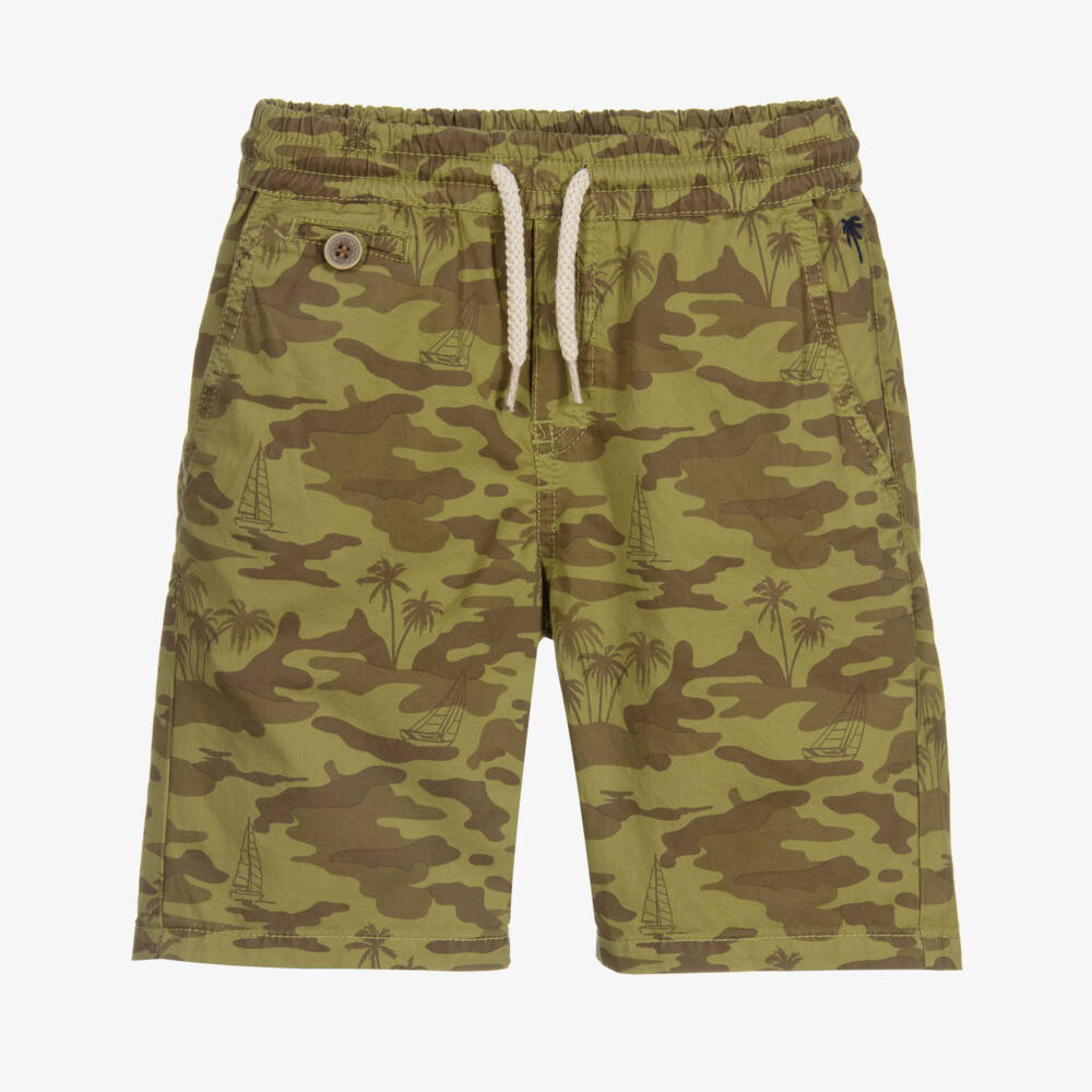 Mayoral-Boys Khaki Camo Cotton Shorts | Childrensalon Outlet