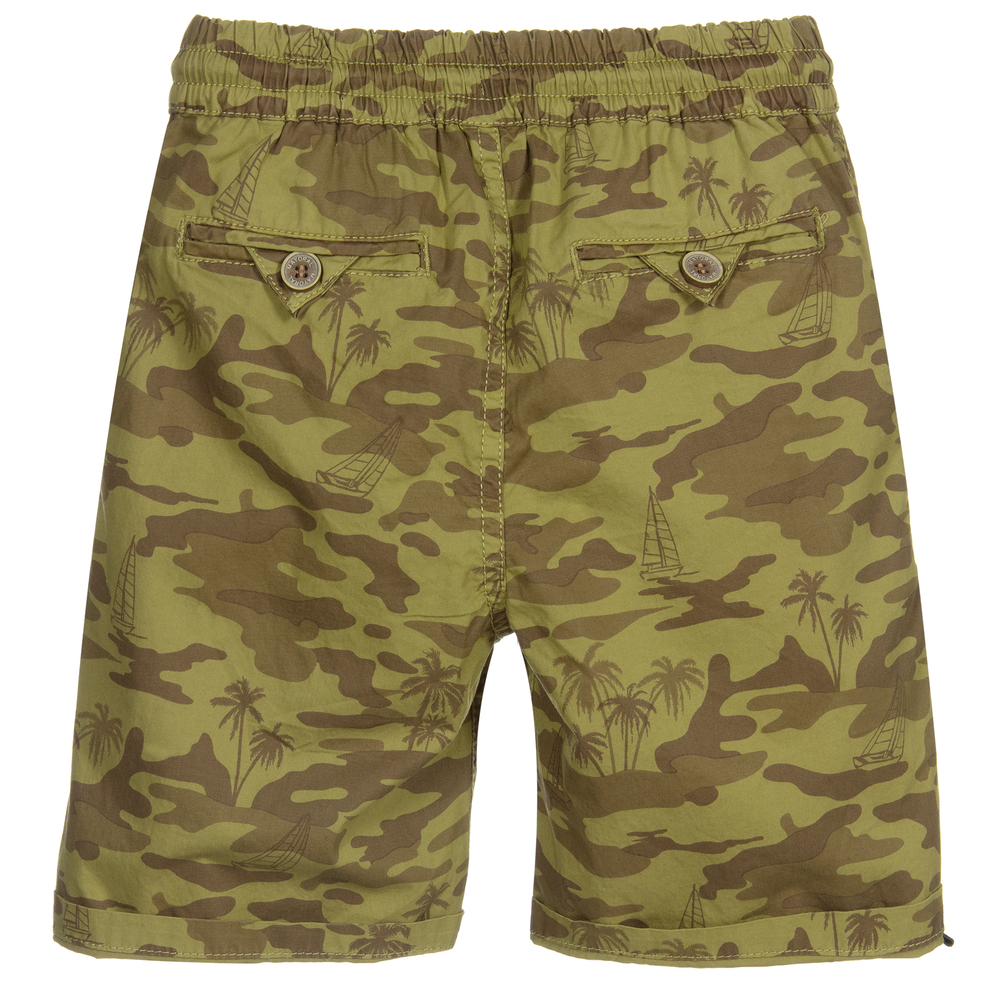 Mayoral-Boys Khaki Camo Cotton Shorts | Childrensalon Outlet