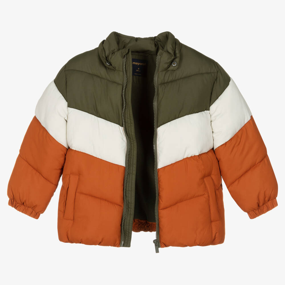 Mayoral-Boys Khaki Colourblock Puffer Jacket | Childrensalon Outlet