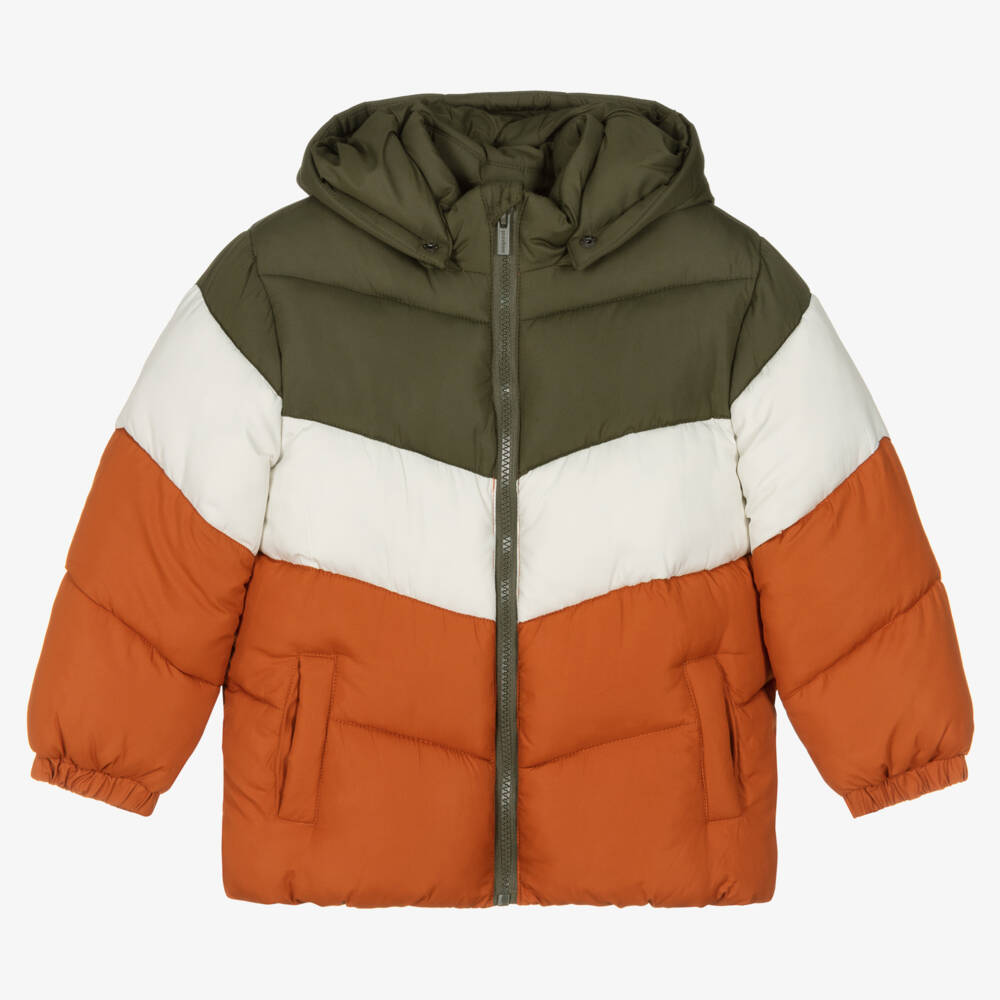 Mayoral-Boys Khaki Colourblock Puffer Jacket | Childrensalon Outlet