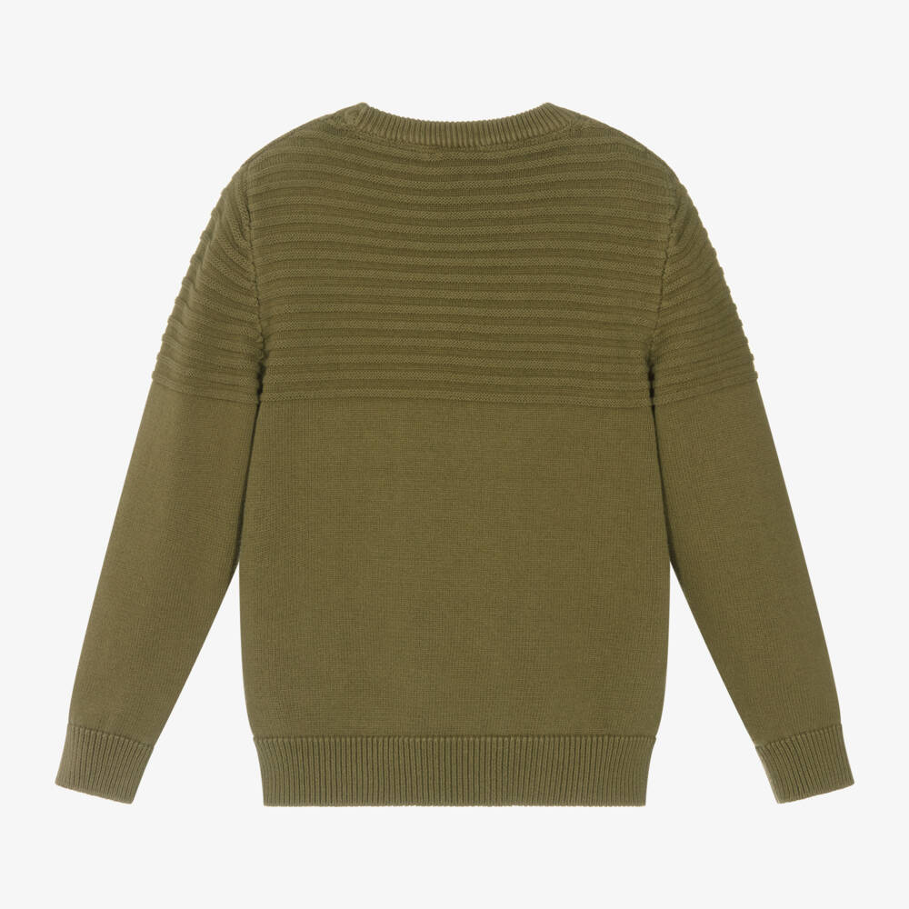 Mayoral Nukutavake-بلوفر قطن محبوك لون أخضر كاكي للأولاد | Childrensalon Outlet