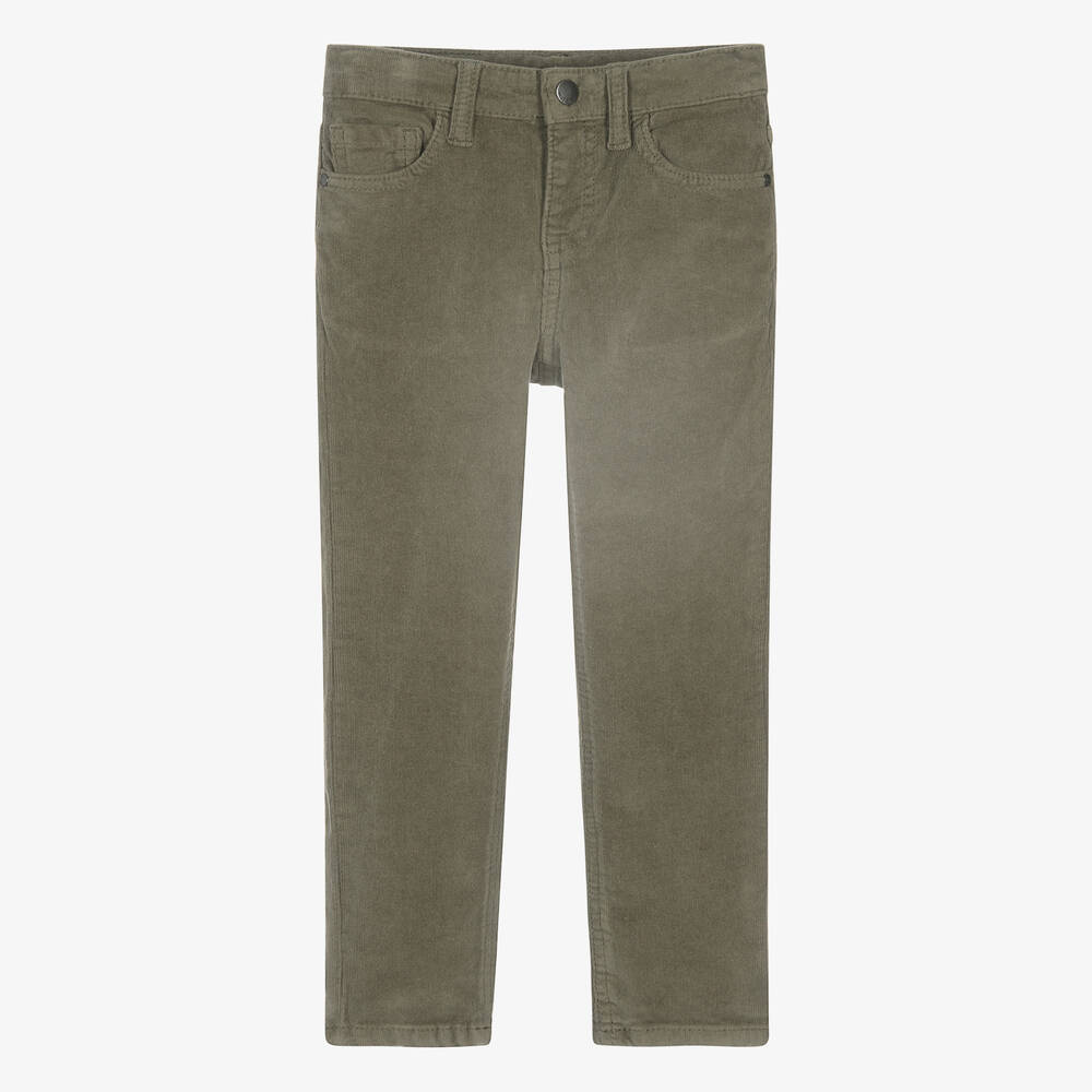 Mayoral - Boys Khaki Green Corduroy Trousers | Childrensalon