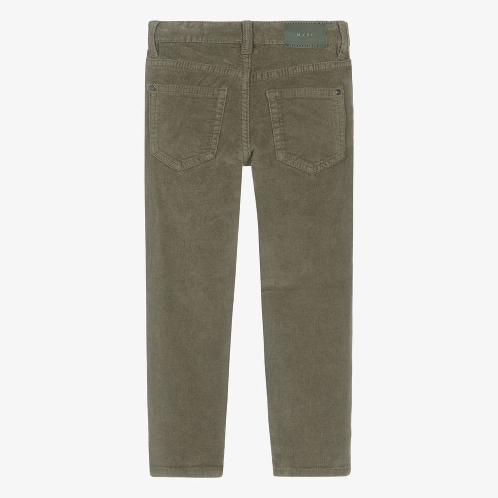 Mayoral-Boys Khaki Green Corduroy Trousers | Childrensalon Outlet