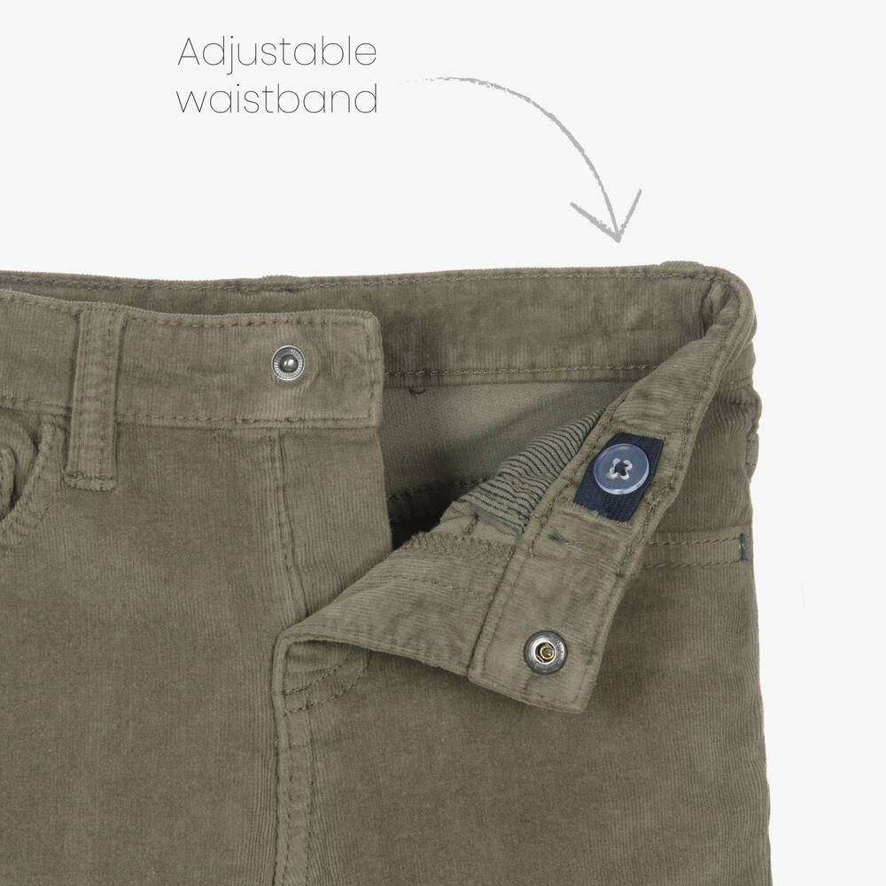 Mayoral-Boys Khaki Green Corduroy Trousers | Childrensalon Outlet