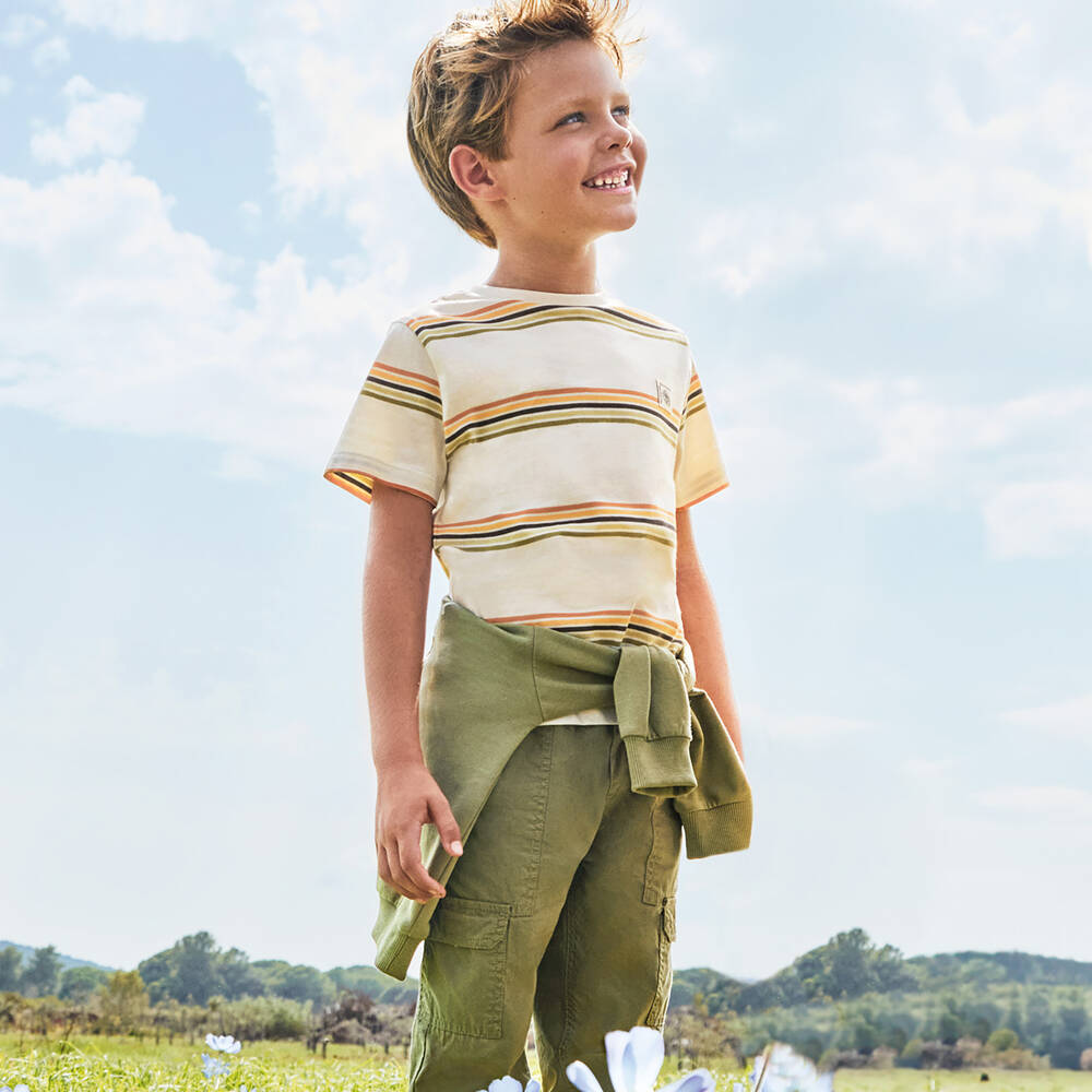 Mayoral-بنطلون كارغو مزيج قطن لون أخضر كاكي للأولاد | Childrensalon Outlet