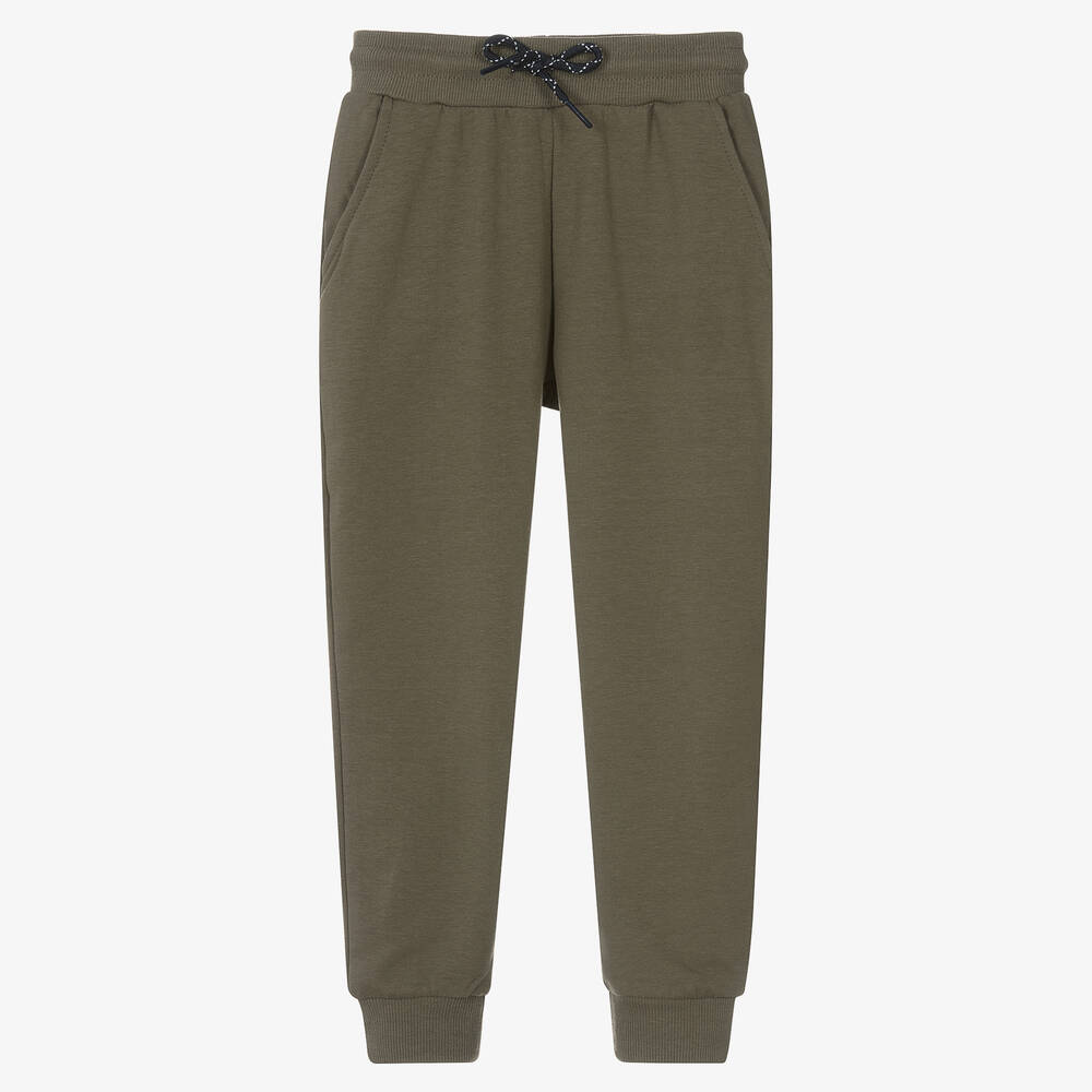 Mayoral - Boys Khaki Green Cotton Joggers | Childrensalon