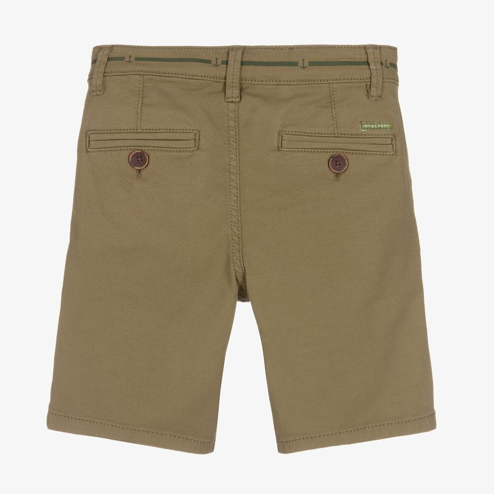 Mayoral-شورت قطن كانفاس لون أخضر كاكي للأولاد | Childrensalon Outlet