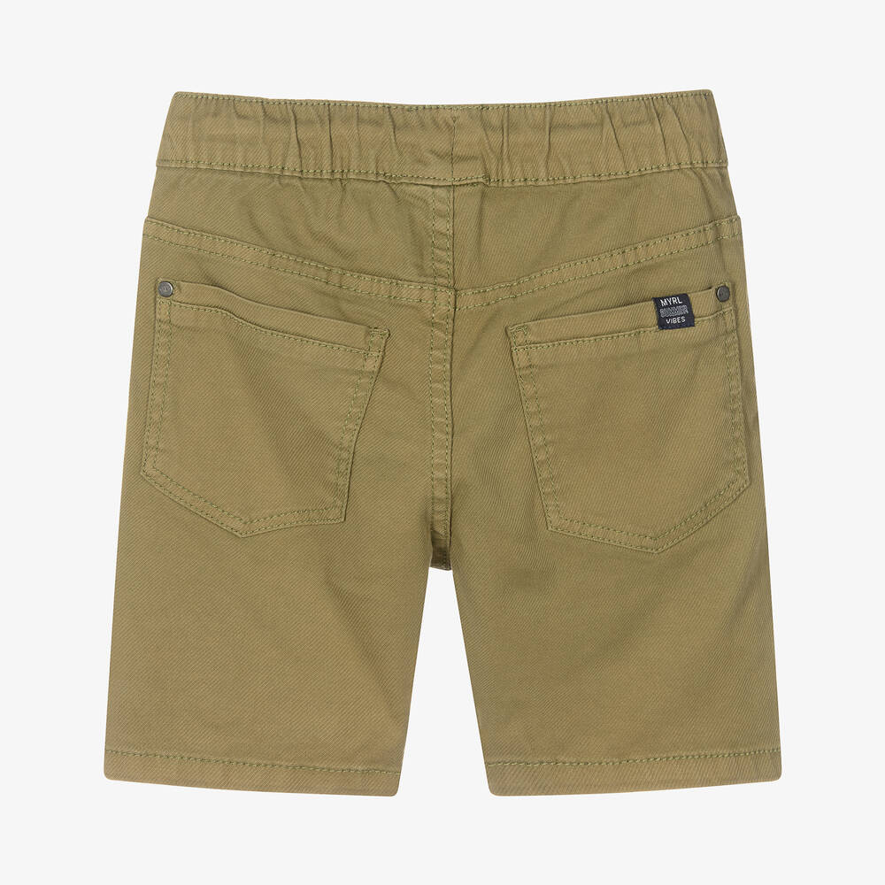 مايورال-شورت قطن مستدام لون أخضر كاكي للأولاد | Childrensalon Outlet