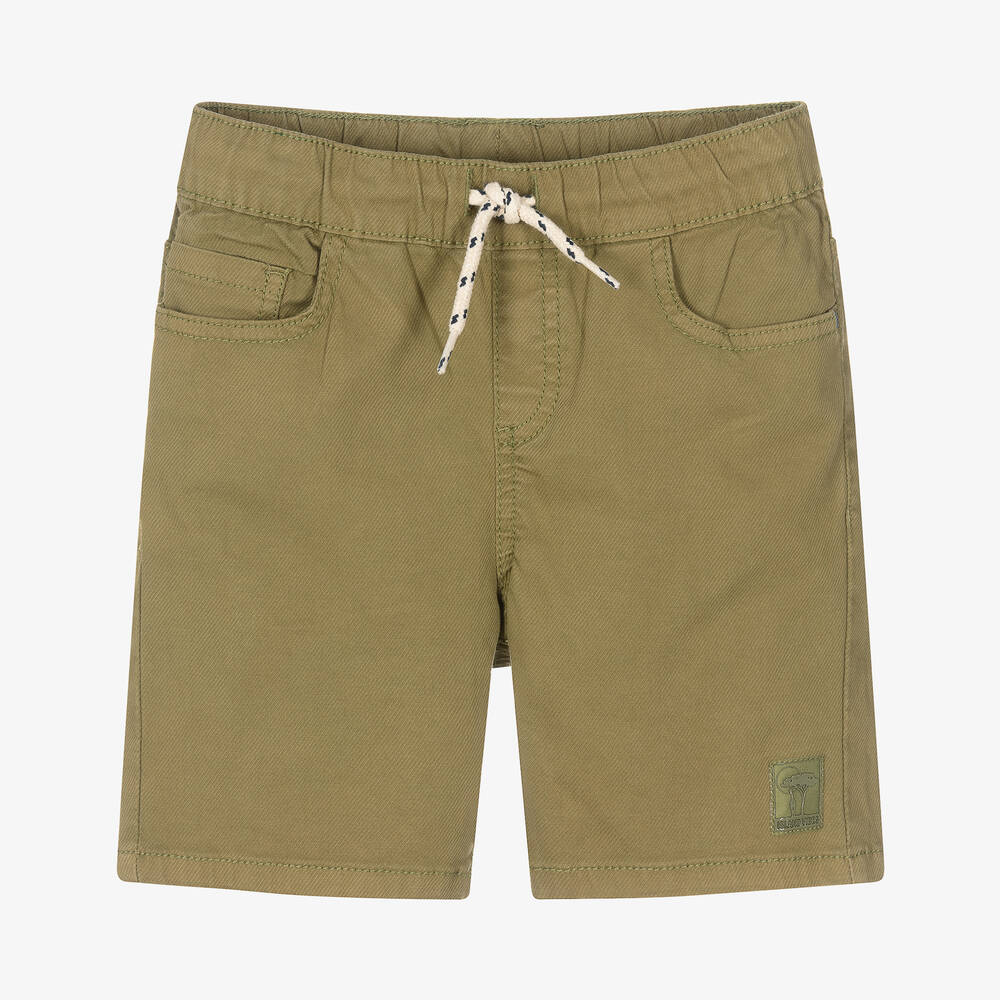 Mayoral-Boys Khaki Green Cotton Shorts | Childrensalon Outlet