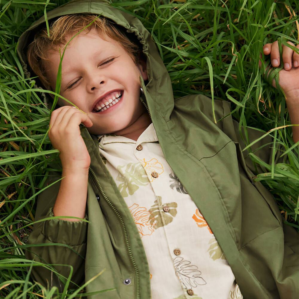 Mayoral-Boys Khaki Green Hooded Jacket | Childrensalon Outlet