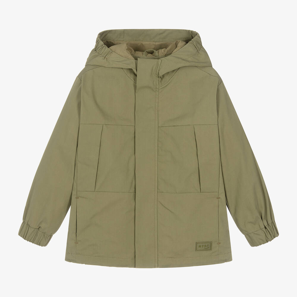 Mayoral-Boys Khaki Green Hooded Jacket | Childrensalon Outlet