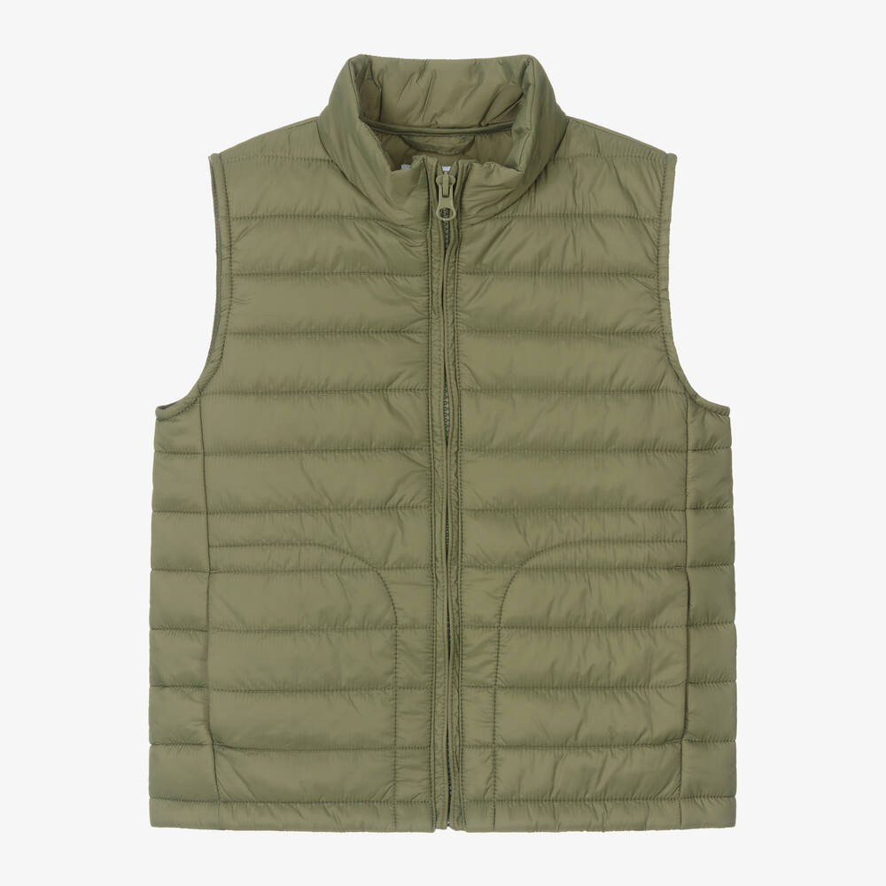 Mayoral-Boys Khaki Green Puffer Gilet | Childrensalon Outlet
