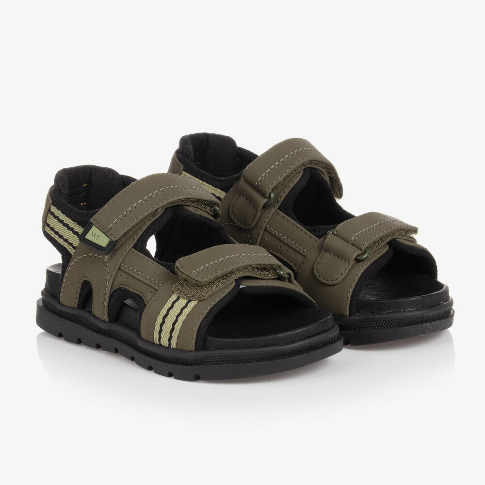 Mayoral - Boys Khaki Green Velcro Sandals | Childrensalon