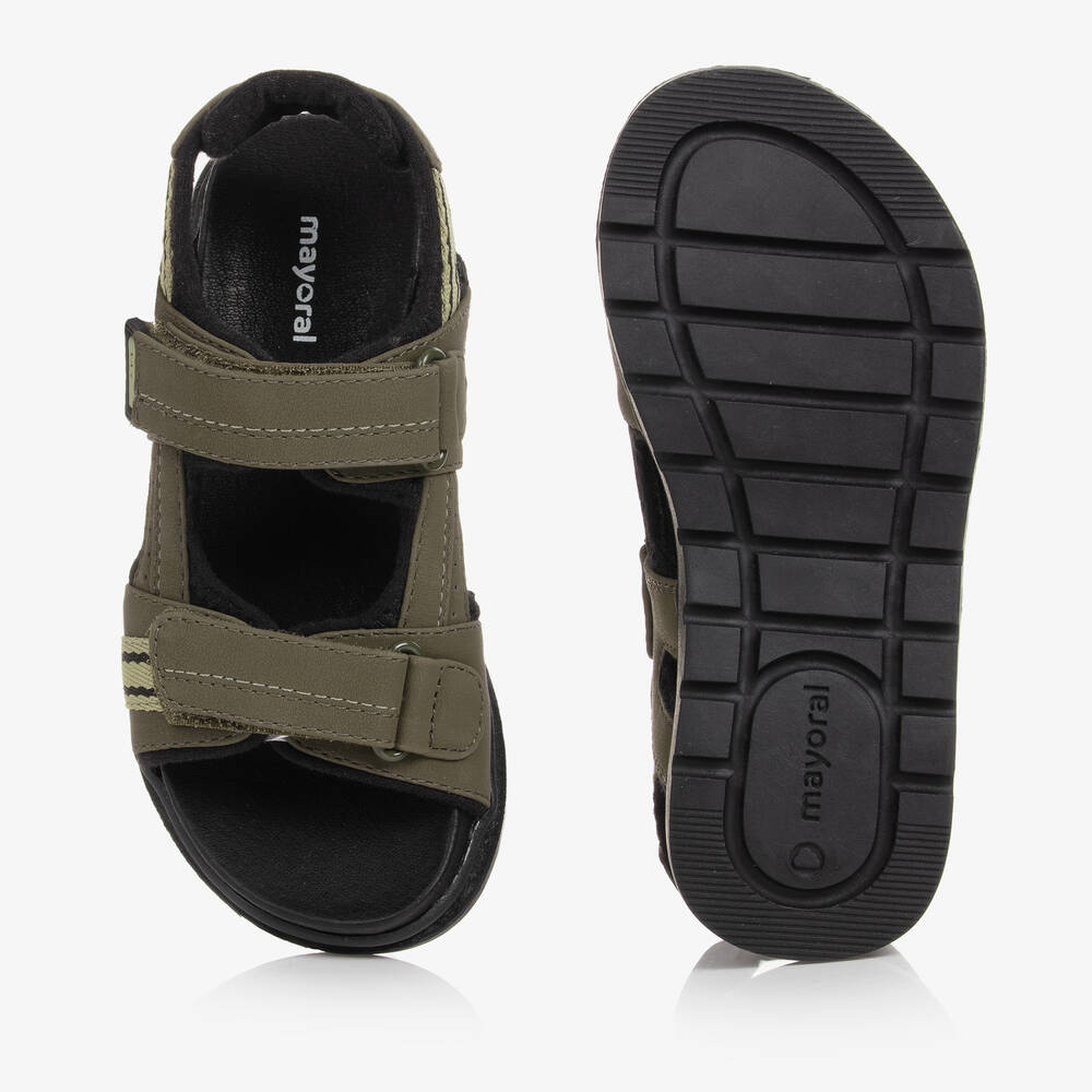 Mayoral-Boys Khaki Green Velcro Sandals | Childrensalon Outlet