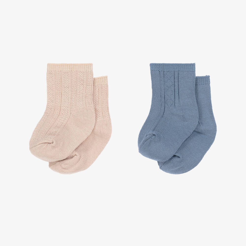 Mayoral Для новорожденных-Вязаные носки дуо для мальчиков бежевые и синие | Childrensalon Outlet