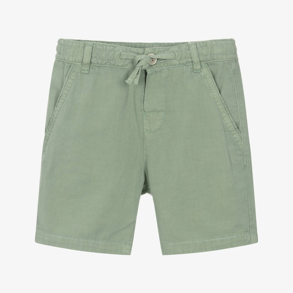 Mayoral-Boys Leafy Green Linen Shorts | Childrensalon Outlet