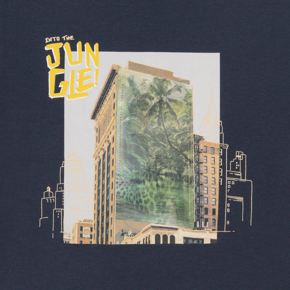 Mayoral-Boys Lenticular Jungle Navy Tee | Childrensalon Outlet